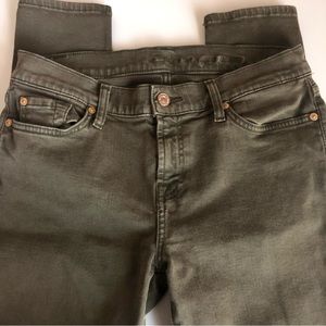 7 FOR ALL MANKIND SKINNY OLIVE GREEN JEAN